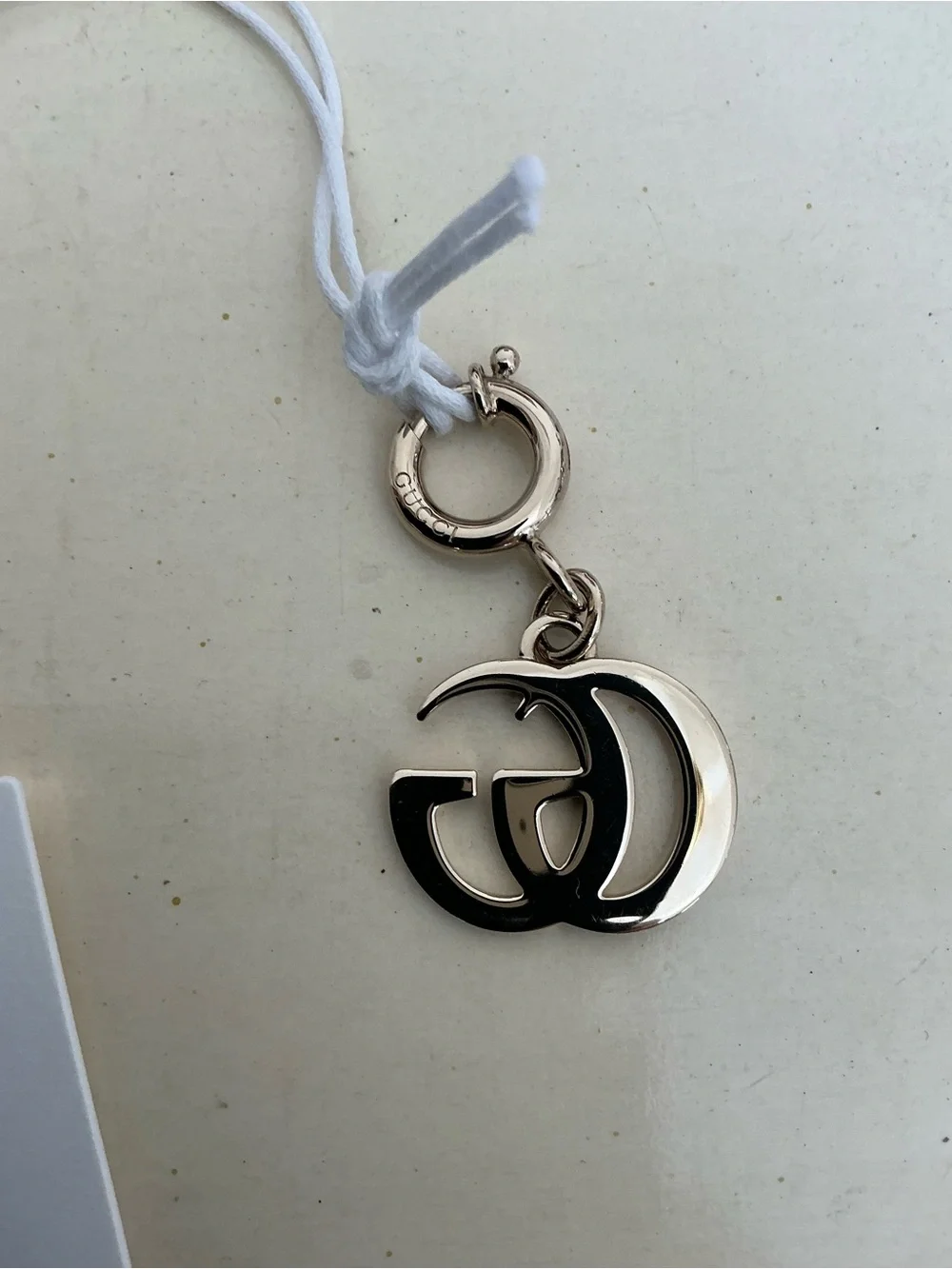 NEW IN BOX GUCCI PINK ENAMEL DOUBLE G LOGO BAG CHARM